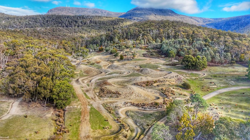 An image of the Glenorchy Mountain Bike Park, taken from above